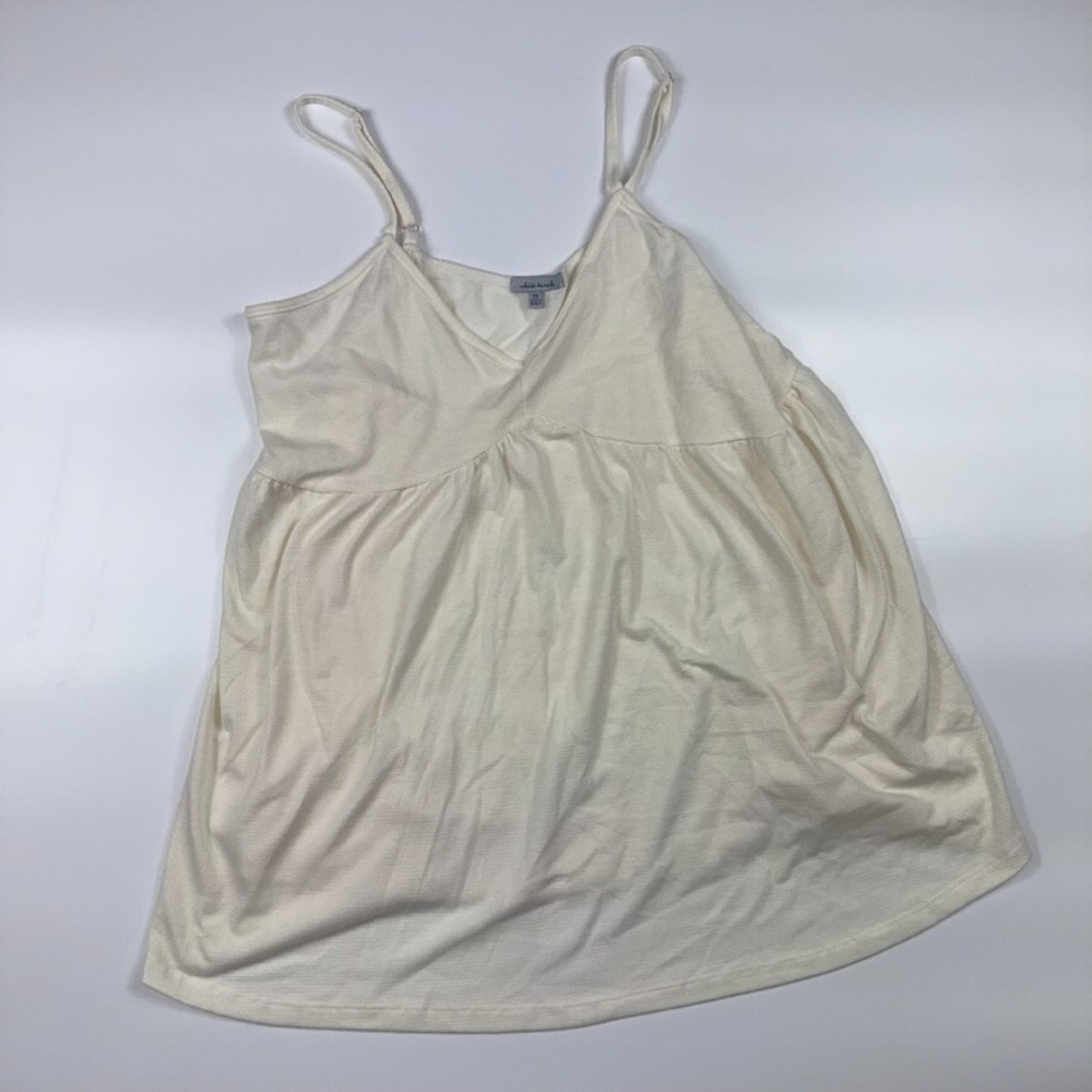 White Birch Blouse Top Women's 2X Ivory Pleated Adjustable Straps Pullover